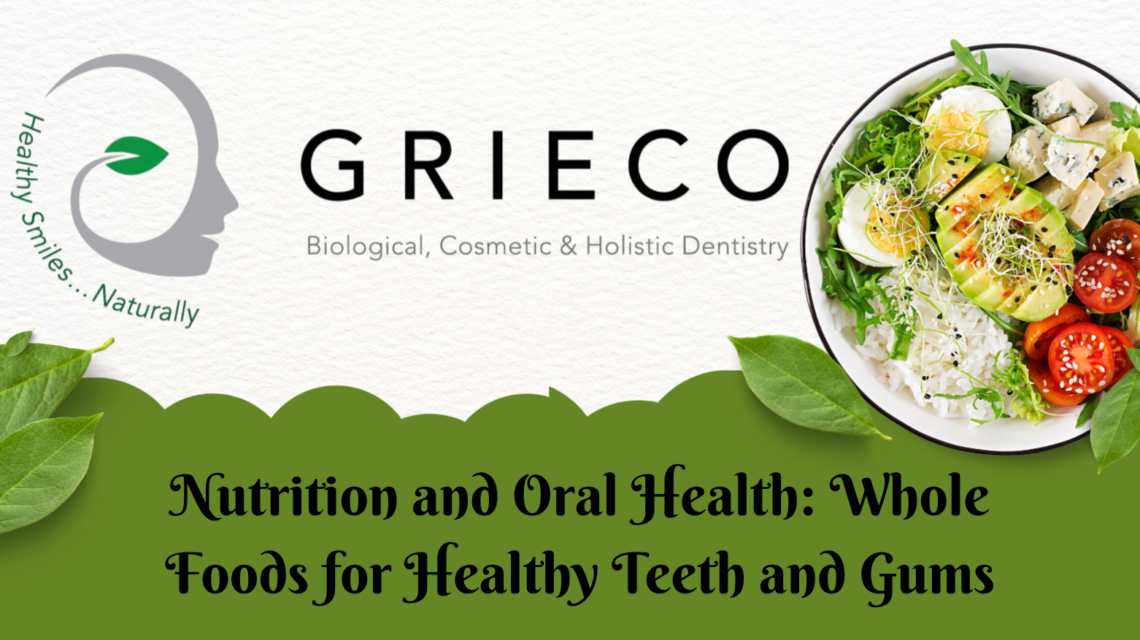 Whole foods including vegetables, avocado, eggs, fish, nuts, olive oil, and fermented vegetables that support a healthy diet and oral health